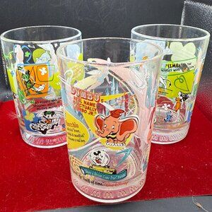3 Mcdonald's Walt Disney 100 years of magic anniversay glasses.